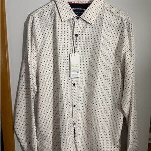 Brooks Brothers White Shirt with Blue and Yellow Pattern
